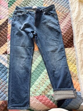 DUER Women’s Straight Leg Fleece Lined Jeans — Blue